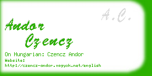 andor czencz business card